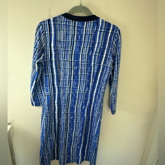 J. McLaughlin Biscayne Dress Catalina Cloth Blue Navy Crackle Size Small - Picture 3 of 6